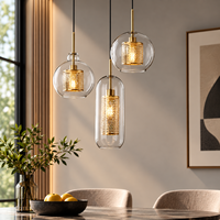 Luminaire suspendu en verre moderne, lampe suspendue en métal doré de luxe pour salle à manger, îlot de cuisine, hôtel et restaurant