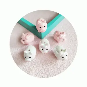 Pen DIY Decoration Beads 3D Cute Pig Animal Loose Beads Charms For DIY Earring Necklace Bracelet Jewelry Making Accessories