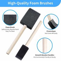 12 Buah Set Kuas Cat Spons Busa Ukuran 1 " & 1.5" Gagang Kayu Ringan Tahan Lama untuk Lukisan Akrilik Kerajinan DIY Mod Podge