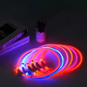 Coleira glow para animais de estimação coleira de PVC para gatos coleira com carregamento USB que brilha no escuro