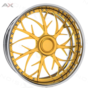 Rines Forjados Chrome Lip de 26x9 y 26x10, 5x127, Centro Dorado, 3 Piezas, Escalonados para Chevy Impala Caprice Donk - Product Image 1
