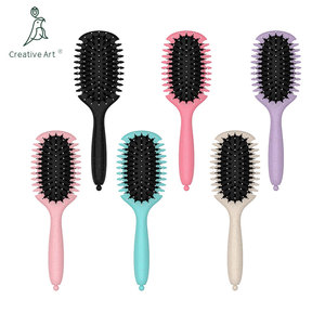 2024 nuevo diseño del mango material de paja de trigo rizo gran oferta cepillo para pelo rizado cerdas de jabalí cepillo de pelo de nailon - Product Image 6