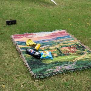 Оптовое производство: Мягкий жаккардовый плед в стиле кантри, тканый на заказ, с индивидуальным дизайном - Product Image 1