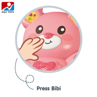 Marche-bébé et table d'activités 2-en-1 Little Bear en plastique et TPE, rouge, jouet à pousser et à tirer pour enfants avec musique H&C TOYS