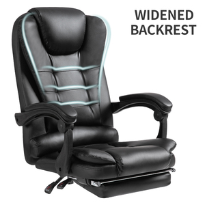 Schienale alto, sedia girevole in pelle morbida e confortevole, poltrona da ufficio di lusso con massaggio al Computer e poggiapiedi - Product Image 3