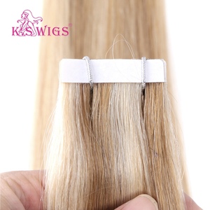 Extensions de cheveux Remy KSWIGS à bandes adhésives, cheveux humains vierges non traités, invisibles, sans couture, ondulation naturelle, cuticules intactes, sans nœuds. - Product Image 4