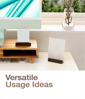 Porte-cartes en bois de chêne, 20 pièces, couleur noyer, support en bois et acrylique pour panneaux, décoration de table, présentoir d'images pour mariage et fête