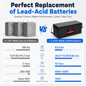 Deep Cycle 12.8V <b>24V</b> 100Ah 200Ah 300Ah Lithium Ion <b>Battery</b> Pack with BMS for Solar Energy Storage & Marine Boat - Product Image 4