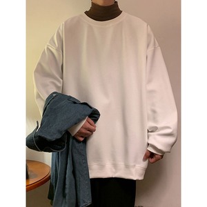 Sudadera de Hombre de Lana Gruesa, Moderna, para Primavera y Otoño, sin Capucha, Cálida, Holgada, Cuello Redondo, Gruesa, de Color Sólido, Manga Larga - Product Image 3