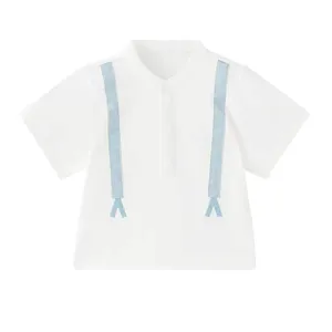 White Girls Casual Polo Shirt Woven O-Neck Tshirt Wholesale Polo Neck Tshirts for Kids