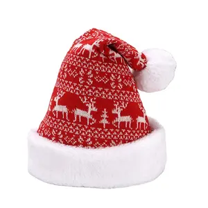 Новая вязаная плюшевая Рождественская шапка-Снежинка Олень зимняя шапка для взрослых украшение шапки