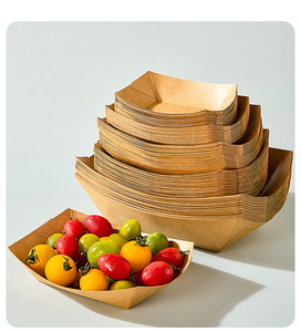 Boîte en papier jetable en forme de bateau, résistante à l'huile et à l'eau, idéale pour les frites, les hot-dogs, les barbecues, les pique-niques - Product Image 4