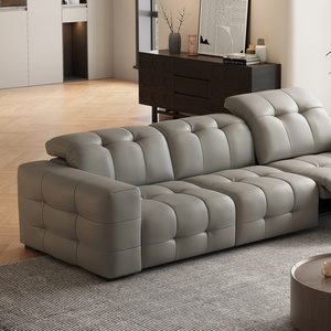 Divano Reclinabile Elettrico in Vera Pelle Personalizzabile, Stile Minimalista Italiano per Soggiorno - Product Image 1