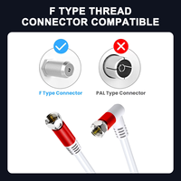 Cable Coaxial para Antena HDTV RG6 1080P, Tipo F Macho a Macho, con Conductor de Cobre Desnudo, Blindaje Trenzado y Revestimiento de PVC, 75 Ohmios