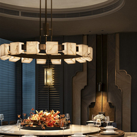 Lustre en albâtre de luxe, éclairage simple et moderne, ambiance salon, salle à manger, lampe ronde, nouveau luminaire LED.