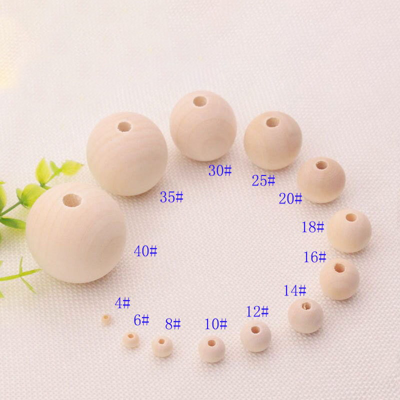 Wooden Beads Round Ball Natural Unfinished