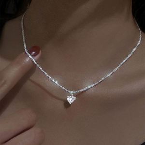 Sparkling Zircon Heart Diamond Charm Pendants Necklace Shiny Choker Necklace for Women Wedding Clavicle <b>Chain</b> Fashion Jewelry - Product Image 1