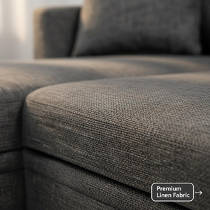 Sofá Esquinero en Forma de L Convertible de Lino OEM con Espacio de Almacenamiento, Sofá Cama Seccional con Cama Extraíble 2 en 1 - Product Image 4