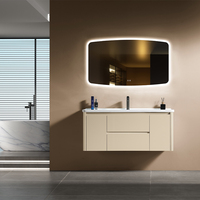 Meuble-lavabo de salle de bain moderne et minimaliste en aluminium avec vasque en céramique, miroir intelligent mural, garantie 5 ans