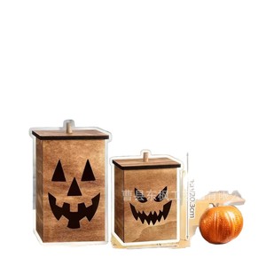 Wooden Pumpkin Lanterns <b>Battery</b> <b>Operated</b> Halloween Decorations Indoor Outdoor Use Solid Wood Craft Gift For Party Decoration - Product Image 5