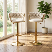 Tabouret de bar moderne réglable noir avec pieds dorés, style nordique, meuble de bar stable pour la maison