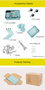 हॉट सेलिंग होम यूटिलिटी ट्रॉली गाड़ी भंडारण धातु 3 टियर कार्ट्स और ट्रॉली - Product Image 3