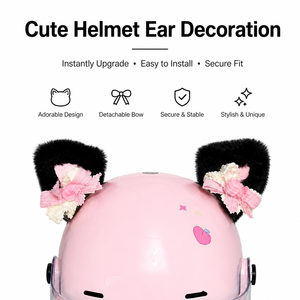 Niedliches Plüsch-Katzenohren-Helm-Accessoire mit Schleifendekoration, einfach anzubefestigen, Kinderhelm-Ornament für Kinderfahrräder & -Roller - Product Image 2