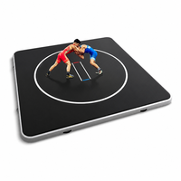 Tapis d'entraînement BJJ en PVC de qualité professionnelle - Tapis de lutte pliable, ring de combat, mousse absorbant les chocs, 4x4m, noir mat