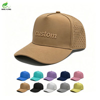 Casquette de baseball unisexe Wins Flying en polyester imperméable et respirant, personnalisable, 5 panneaux, logo brodé 3D, perforations découpées au laser