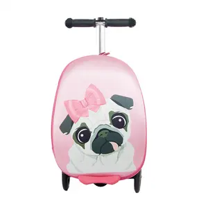 行李箱儿童促销定制20英寸EVA可折叠滑板车包儿童行李箱儿童粉色狗滑板车行李箱