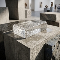 Brique de verre artisanale de luxe à motif givré, thermoformée, pour hôtels, salons, murs-rideaux architecturaux décoratifs et serres