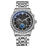 Montre automatique mécanique de luxe pour homme en acier inoxydable avec logo personnalisé, phases de lune lumineuses, affichage jour/date - Vente directe usine