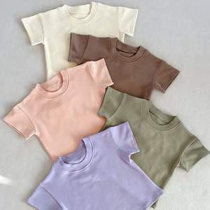 100% enfants T-shirt été nouveaux garçons filles à manches courtes fond bébé solide haut coton enfants <span class=keywords><strong>chemise</strong></span> - Product Image 6