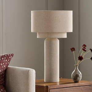 Modern Floor <b>Lamp</b> Beige Linen Fabric LED Light Source <b>Study</b> Room Use - Product Image 4