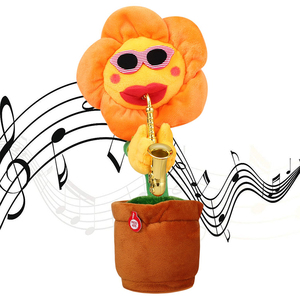 Juguete Musical de Peluche con Forma de Girasol, Canta, Baila, Repite, Habla, Graba, 120 Canciones, Divertido y Creativo, Saxofón, Juguete para Niños - Product Image 1