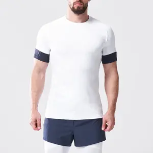 Tùy Chỉnh Puff In Polyester Elastane Căng T-Shirt Blanc Phòng Tập Thể Dục Thể Thao Hiệu Suất Số Lượng Lớn T Áo Sơ Mi Nam 'S T Áo Sơ Mi