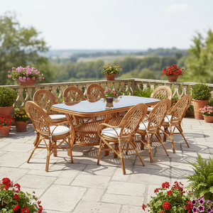 Juego de Comedor de Ratán JAVA para Muebles Comerciales, Diseño Moderno, Uso en Interiores/Exteriores, Restaurante y Hotel, Mesa Larga No Plegable - Product Image 2