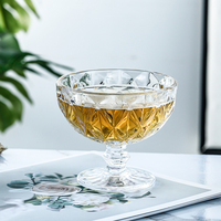 Bol en verre rétro créatif à motif diamant en relief, multicolore, 374 ml, réutilisable, compatible lave-vaisselle, pour desserts, glaces et fêtes
