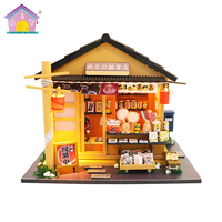 Usine de Guangzhou Hongda M914 Souvenirs d'automne Miniatures de magasin d'alimentation Maison de poupée en bois Kit de maison de poupée à faire soi-même