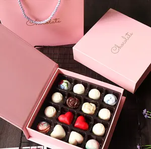 16盒水泡粉色磁铁盖盒巧克力糖果包装礼品盒