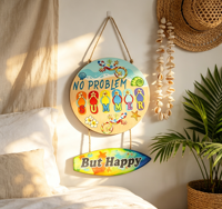 Décoration murale en bois pour la plage, panneau tropical suspendu, décoration estivale sur le thème du surf, plaque en bois de style côtier, ornement pour la maison