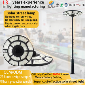 ไฟถนน LED กลางแจ้งแบบ <span class=keywords><strong>UFO</strong></span> พร้อมเซ็นเซอร์ตรวจจับความเคลื่อนไหว แผงโซลาร์เซลล์ในตัว 3 สี 800W 1000W ABS ระบบเปิด-ปิดอัตโนมัติ ระดับการป้องกัน IP65 สำหรับสวน รับประกัน 5 ปี - Product Image 1