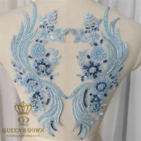 QUEENS GOWN Applique perlée à la main de luxe exquis avec paillettes accessoires colorés pour robe de mariée