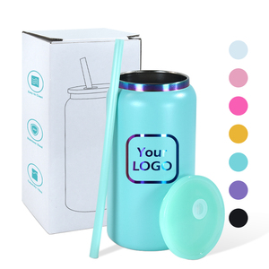 UV DTF Laser incisa 16oz verniciato a polvere arcobaleno placcato oro in acciaio inox Tumblers caffè boccale birra Mason barattolo lattine - Product Image 3
