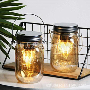 Solar Mason Jar Light Led Bulb Glass Rechargeable Indoor <b>Decorative</b> <b>Lighting</b> - Product Image 1