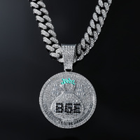 Pendentif sac d'argent BGE doré serti de pierres avec chaîne cubaine pour bijoux de déclaration pour hommes hip-hop et streetwear urbain