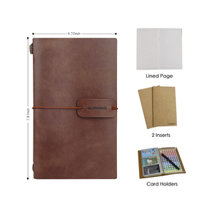 Bleu A6 <span class=keywords><strong>Ledger</strong></span> recouvert de cuir coffret cadeau école bureau cahier ensemble avec porte-cartes stylo sac porte-monnaie - Product Image 1
