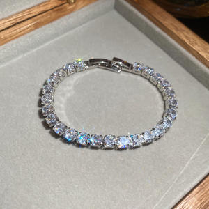 Pulsera <span class=keywords><strong>de</strong></span> tenis <span class=keywords><strong>de</strong></span> moda con incrustaciones <span class=keywords><strong>de</strong></span> circonitas <span class=keywords><strong>de</strong></span> 7 mm, chapada en oro <span class=keywords><strong>de</strong></span> 18 quilates sobre cobre |   Cadena <span class=keywords><strong>de</strong></span> Zirconia Rosa Gruesa Estilo Hip Hop para <span class=keywords><strong>Mujer</strong></span> y Hombre, Regalo - Product Image 3