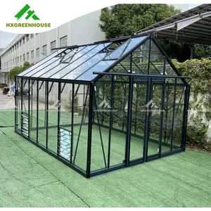 Mini invernadero de cristal comercial del jardín del patio trasero del marco de aluminio del metal al aire libre para la venta