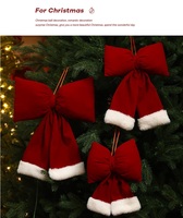 Décoration de Noël, nœud rouge en velours, accessoires, pendentif, ornement, nœud suspendu, décoration de Noël pour la maison, cadeau, arbre de Noël, décoration de mariage, anniversaire, fenêtre